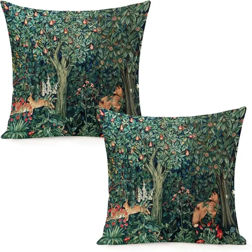 Vista 7 de Juego de 2 fundas de almohada de William Pimpernel Morris de 18 x 18 pulgadas, almohada estética para dormitorio, funda decorativa de terciopelo