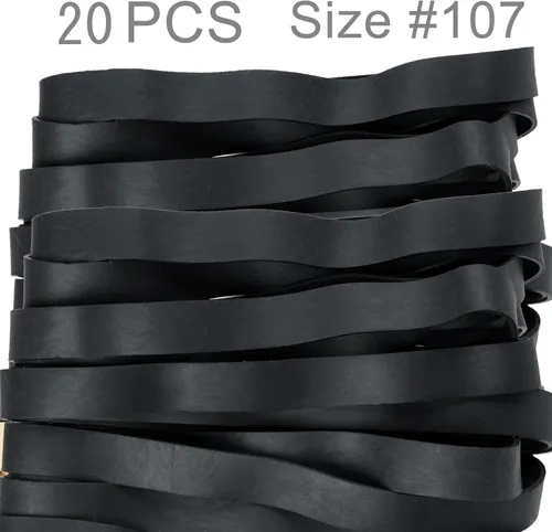 Vista 6 de AMUU Bandas de goma gruesas tamaño #107, bandas de goma anchas 30 paquetes negros, bandas elásticas grandes y largas para suministros de oficina