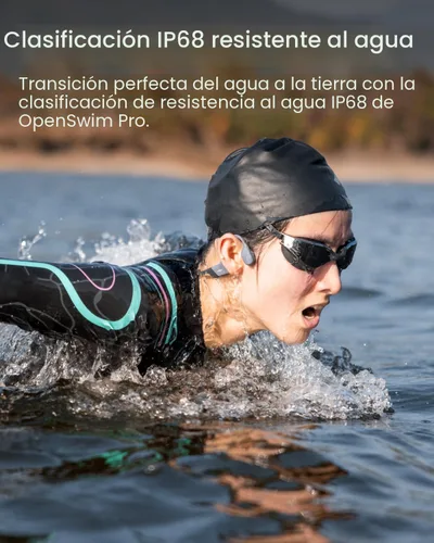 Vista 2 de SHOKZ OpenSwim Pro - Auriculares deportivos de conducción ósea Bluetooth y MP3 de oreja abierta, auriculares de natación, IP68 impermeables