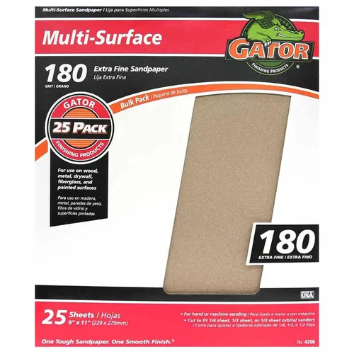 Vista 14 de Gator - Hojas de lijado multisuperficie de 9 x 11 pulgadas, grano 36, paquete de 25