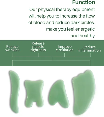 Vista 8 de MoHern 4 herramientas de masaje Gua Sha para cara y cuerpo, verde claro