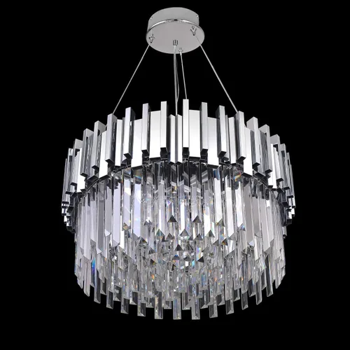 Vista 2 de Lámpara de araña de cristal moderna, luces colgantes cromadas, lámparas de techo con pantalla de acero inoxidable, para isla, comedor, sala