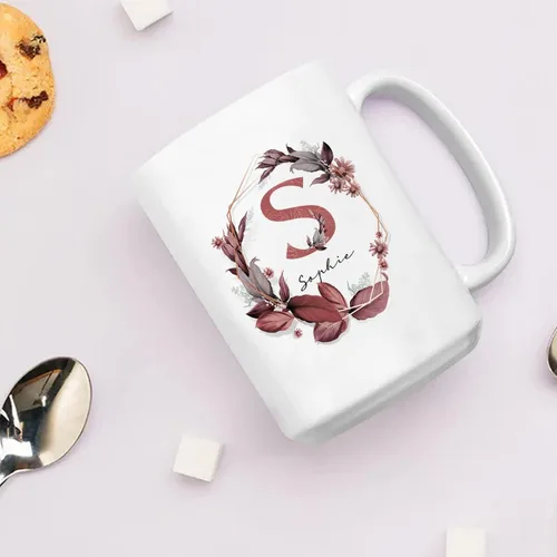 Vista 3 de Taza de café con nombre personalizado, regalo para mamá, esposa, novia, tazas personalizadas para mujeres con letra personalizada del alfabeto, taza