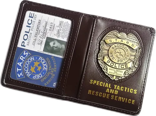 Vista 2 de Resident Evil Biohazard S.T.A.R.S RPD Wallet Jill Valentine ID Holder Chris Leon Wesker Cosplay