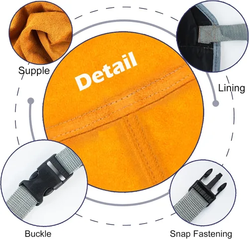 Vista 5 de Leather Work Shop Apron, Buckle straps, Heat & Flame Resistant Heavy Duty Welding Apron