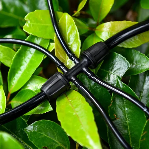 Vista 4 de Accesorios de riego en T de púas, tubo de riego por goteo, adaptador de identificación de 0.3 pulgadas a 0.15 pulgadas, adaptador de identificación