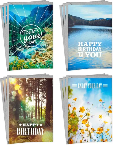 Vista 8 de Hallmark - Juego de tarjetas de cumpleaños, 24 tarjetas con sobres (letras arcoíris, el mejor día de todos)