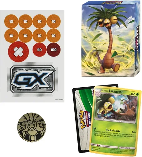 Vista 2 de Pokemon TCG: Luz prohibida del sol y la luna, 0 con un exeggutor holográfico de Alolan, Alolan Exeggutor