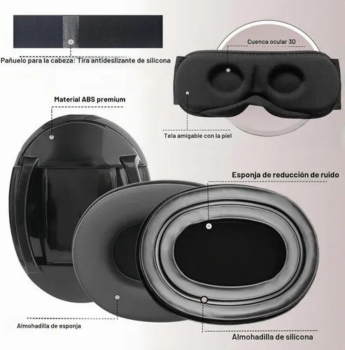 Vista 3 de Set de orejeras con reducción de ruido y máscara para los ojos para dormir, juego de orejeras con cancelación de ruido y máscara de dormir 3D