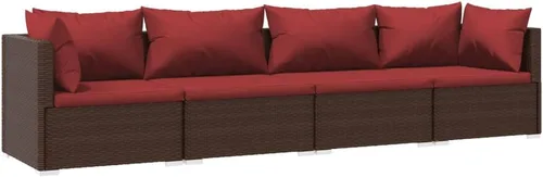 Vista 24 de 3-Piece Modular PE Rattan Sofa Set, Black 3-Seater Patio Couch