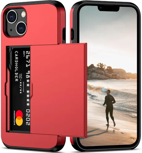 Vista 17 de Nvollnoe Funda para iPhone 14 con tarjetero [almacena 5 tarjetas] Funda tipo cartera de doble capa resistente a prueba de golpes con ranura oculta