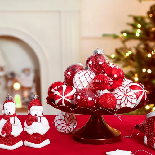 Vista 4 de Alupssuc Juego de 112 adornos de bolas de Navidad, bolas de plástico inastillables, pingüino de Navidad, oso polar para árbol de Navidad