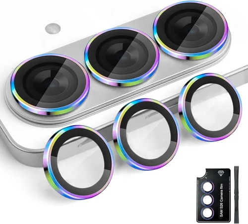 Vista 26 de Protector de lente de cámara para Samsung Galaxy S26, cubierta individual de lente de anillo de aleación de aluminio de vidrio templado con bandeja