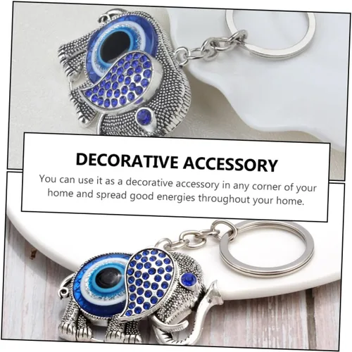 Vista 7 de RORPOIR 1pc Blue Eyes Pendant Evil Eye Wall Pendant Turkish Feng Shui Decorations Blue Eye Keychain Turkish Keychain Evil Eye Keyring Evil Eye Key