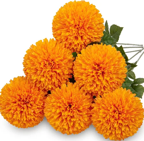 Vista 17 de Briful 12 tallos artificiales de crisantemo negro – Cabezas de flores de seda de 11 pulgadas de alto con hojas verdes, tallos flexibles