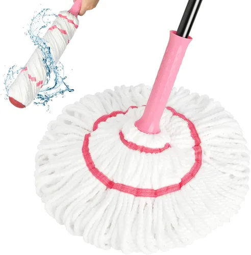 Vista 8 de Trapeador giratorio para limpieza de suelos, mango largo de 57 pulgadas de largo, trapeador de microfibra resistente para trapear en azulejos