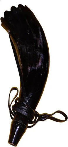 Vista 3 de Reed Viking - Cuerno soplador con silbato, corneta de cuerno de buey hecha a mano, sonido medio para festivales, ceremonias, instrumento medieval