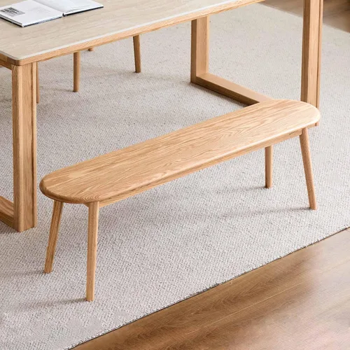 Vista 22 de Banco de comedor 100% roble macizo, banco de madera para el extremo de la cama con esquinas redondeadas, bancos de entrada para entrada, pasillo