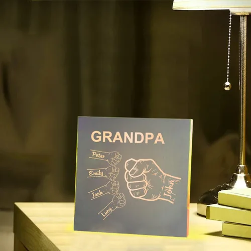 Vista 4 de Espejo personalizado con nombre del puño, letrero del día del padre, espejo acrílico personalizado de 1 a 10 nombres, espejo de pared para abuelo