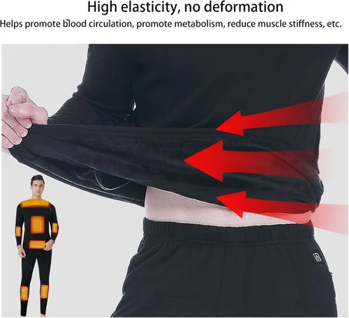 Vista 4 de Camisetas térmicas de manga larga con control inteligente, ropa interior térmica con pilas, ropa interior térmica para hombres