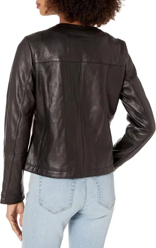 Vista 2 de Cole Haan Chaqueta de cuero con cuello de ala para mujer