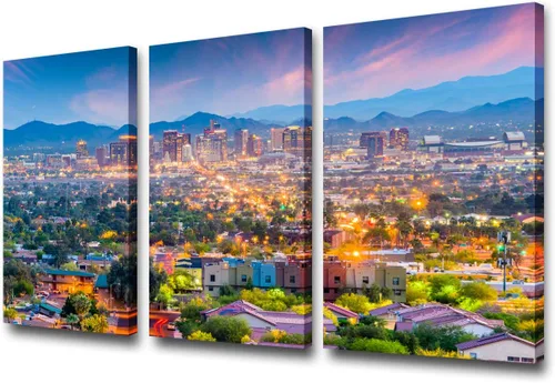 Vista 102 de San Antonio Sundown - Impresión en lienzo, paisaje de ciudad de pared grande, paisaje urbano extra grande de Texas, impresión de pared de horizonte