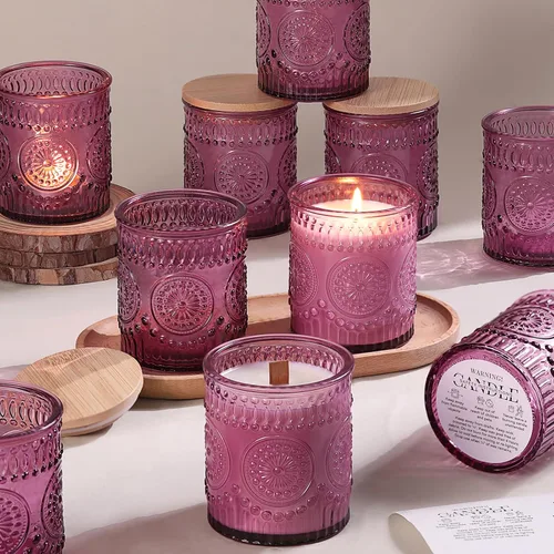 Vista 20 de DARJEN 10 tarros de vela de vidrio de 8 onzas con tapas, latas de velas Ámbar