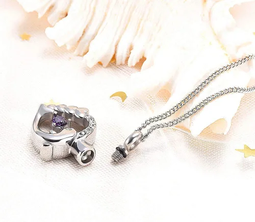 Vista 38 de Yinplsmemory Collar de urna de corazón de delfín para cenizas para mujer, colgante de urna de corazón de cristal, collar de recuerdo de cenizas
