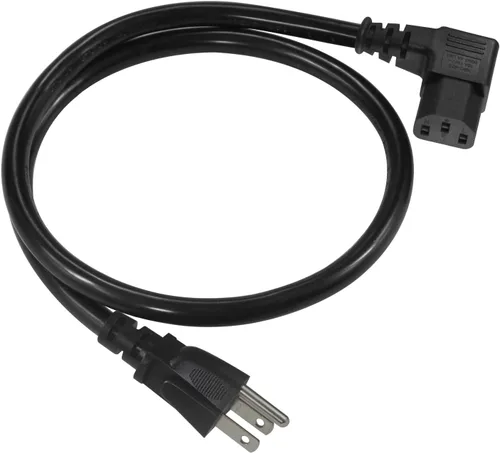 Vista 10 de Cable de alimentación de computadora en ángulo recto de 1 pie, enchufe NEMA 5-15 a cable de alimentación IEC C13, cable de alimentación universal