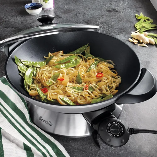 Vista 2 de Breville BEW600XL Hot Wok, 6 Cuartos, Acero Inoxidable Cepillado