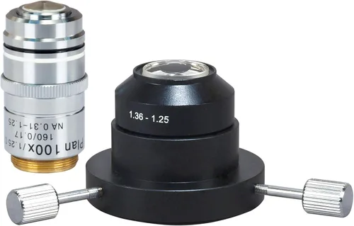 Vista 5 de OMAX Microscopio compuesto trinocular M837ZL-A191BOIL‑C180U3 40X–2500X con objetivo de inmersión en aceite, iluminación LED y cámara digital USB 3.0