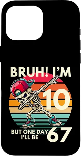 Vista 19 de Bruh I'm 10 But One-Day I'll Be 67 Retro 10th Birthday Kids Case for iPhone 17