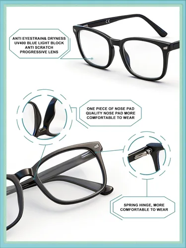 Vista 5 de LianSan Sturdy Distance Glasses for Women Men - Short-Sighted Eyeglasses with Spring Hinge Dorado