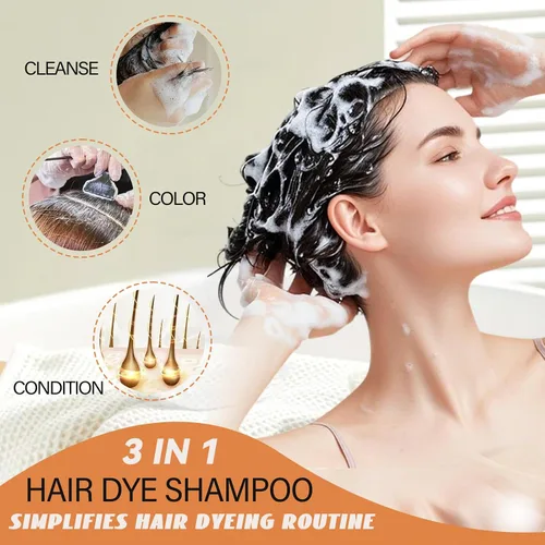 Vista 4 de Champú de Tinte para el Cabello Marrón Cereza, Tinte para el Cabello Marrón Semipermanente, Funciona en Minutos, Champú de Color Instantáneo