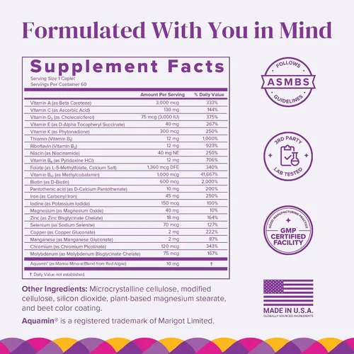 Vista 2 de BariMelts Multivitamínico bariátrico una vez al día con hierro, 60 comprimidos recubiertos fáciles de tragar (suministro para 2 meses)