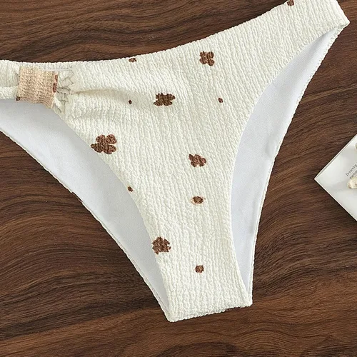 Vista 6 de JUNGE Bikini Set for Women Bathing Suits Push Up Halter Bandage Bikinis Floral Printed Swim Bottoms Beach Two Piece Swimsuits