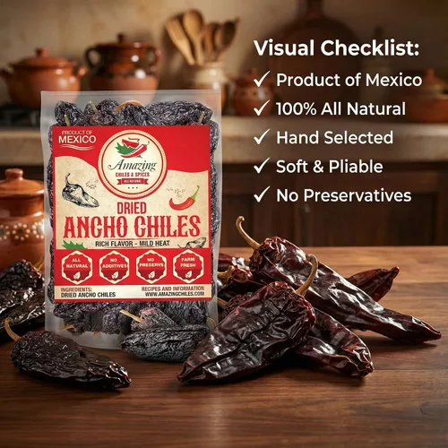 Vista 7 de Pimientos secos de chiles anchos de 4 onzas, naturales y de primera calidad para auténticos moles mexicanos, salsas, guisos, salsas y mucho más.