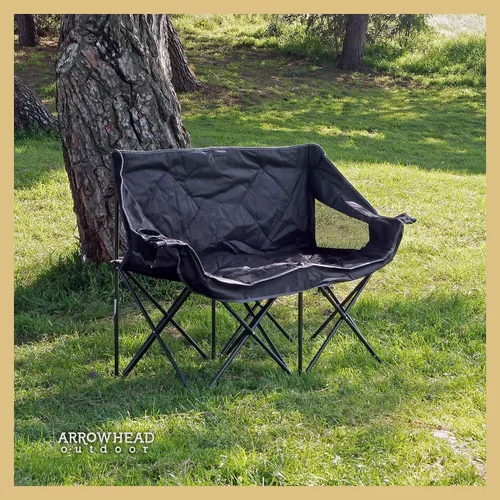 Vista 2 de ARROWHEAD OUTDOOR Silla de camping plegable portátil doble Duo con 2 tazas y soporte para copas de vino, bolsa de transporte, soporta hasta 650