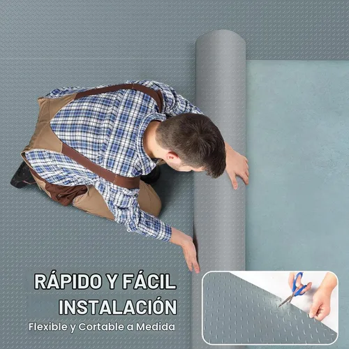 Vista 4 de TUFFIOM Tapete de garaje de 4 x 8 pies, placa de diamante grueso de PVC, rollo de suelo para debajo del automóvil, tapetes de estacionamiento