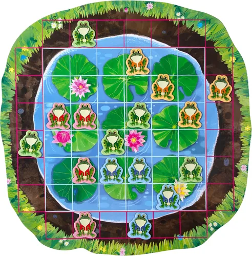 Vista 7 de eeBoo Juego de mesa con forma de rana Hopkins, galardonado juego de estrategia espacial y salto de ranas, diversión sin pantalla para 2 a 4