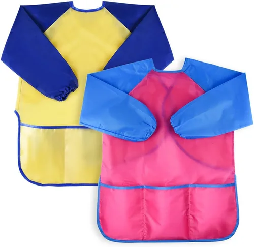 Vista 13 de KUUQA Delantal para Arte Impermeable para Niños, Delantales de Arte para Niños, Suministros para Pintar (Pinturas y pinceles no incluidos)