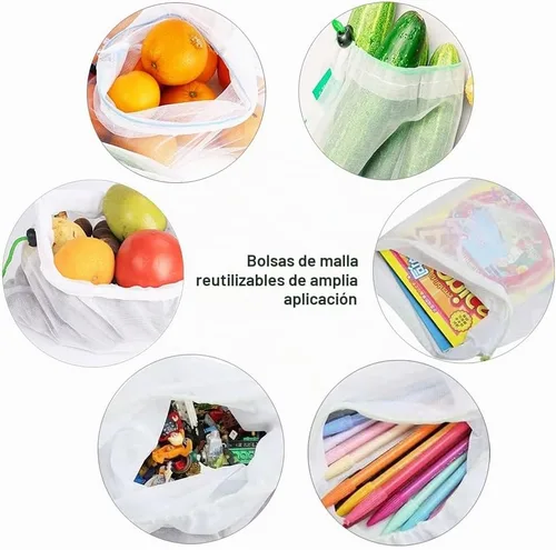 Vista 7 de 16 bolsas pequeñas de malla para juguetes para almacenamiento, 3 tamaños reutilizables de malla con cordón para productos, bolsa de rompecabezas
