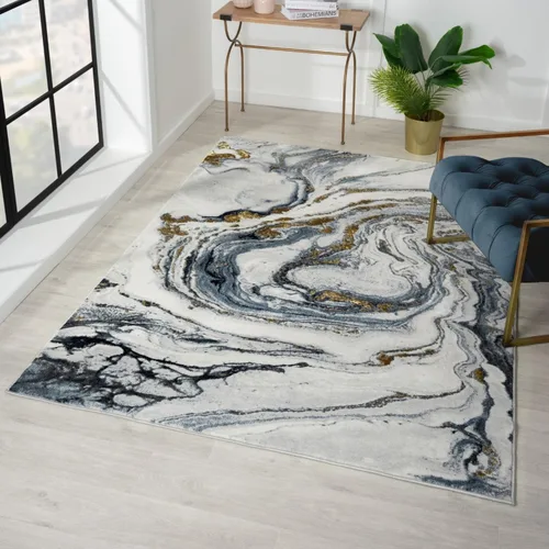 Vista 11 de LUXE WEAVERS - Alfombra abstracta de efecto mármol azul 2x3