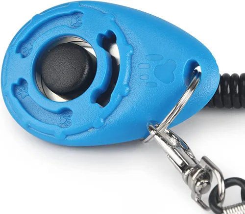 Vista 3 de Paquete de 2 clics de entrenamiento para perros, clicker para perros con correa de muñeca, herramientas de entrenamiento de perros, coloridos