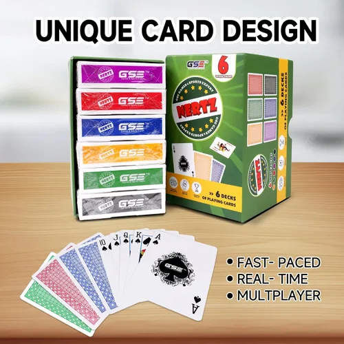 Vista 5 de GSE - Juego de cartas Nertz de 6 cubiertas, naipes estándar a granel, 6