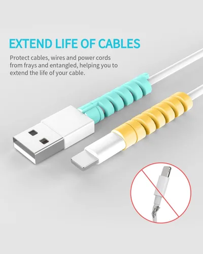 Vista 3 de Protector de cable para almohadilla de teléfono, portátil, protector de cable de silicona, 12 protectores de carga, protector de cable