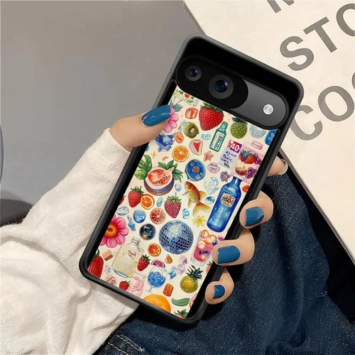 Vista 1013 de Compatible con Google Pixel 4A 5G Mobile Case Creative Acrylic Panel trasero Silicona Protección Grip especialmente diseñado para Google Pixel 4A 5G