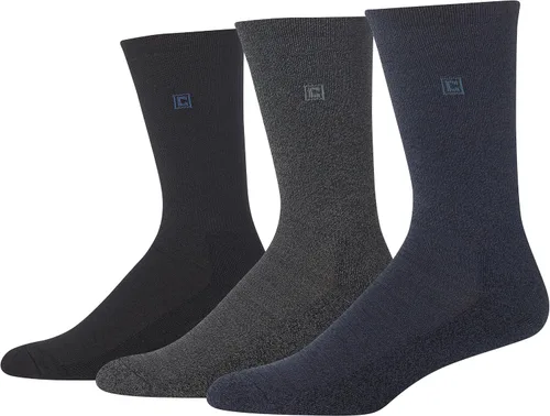 Vista 2 de Chaps Calcetines de vestir para hombre, paquete de 3 pares, colores sólidos surtidos y True Rib