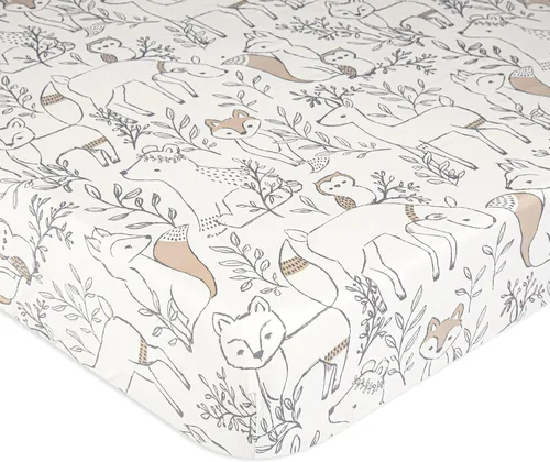 Vista 14 de Crane Baby Sábana bajera, sábana bajera ajustable de algodón suave para cunas y guarderías, cobre beige, 28 pulgadas de ancho x 52 pulgadas de alto