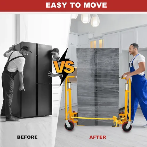 Vista 10 de Juego de herramientas manuales para mover muebles (juego de 2), carrito móvil resistente, capacidad de 1300 libras, altura de elevación de 12